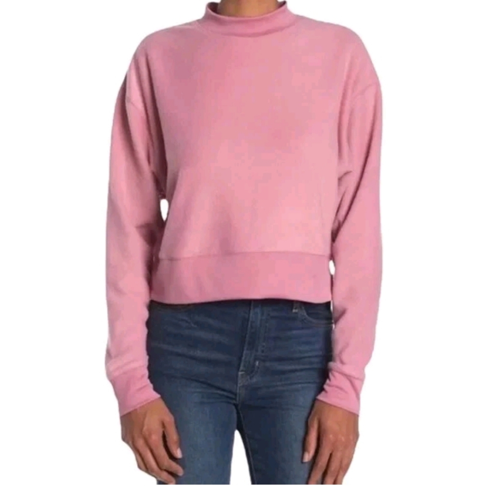 Abound Fleece Mock Neck Sweatshirt Pink Bloom